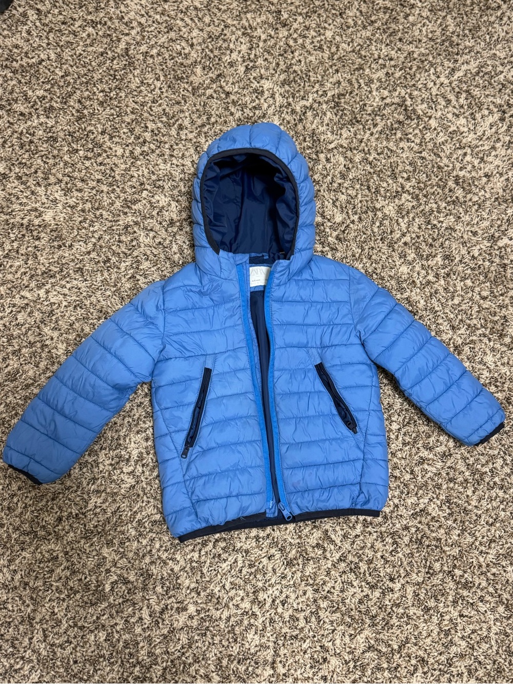 Zara Light Blue Hooded Puffer Jacket for Kids